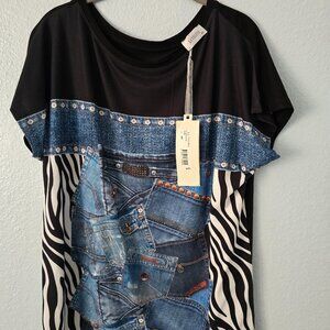 NWT embellished with leather and black stones Tshirt
